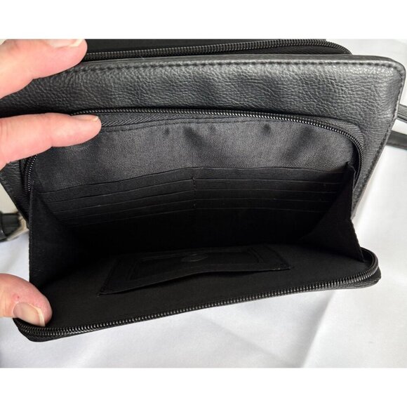 Villager Womens Black Purse Shoulder Bag Black Leather - Picture 7 of 13